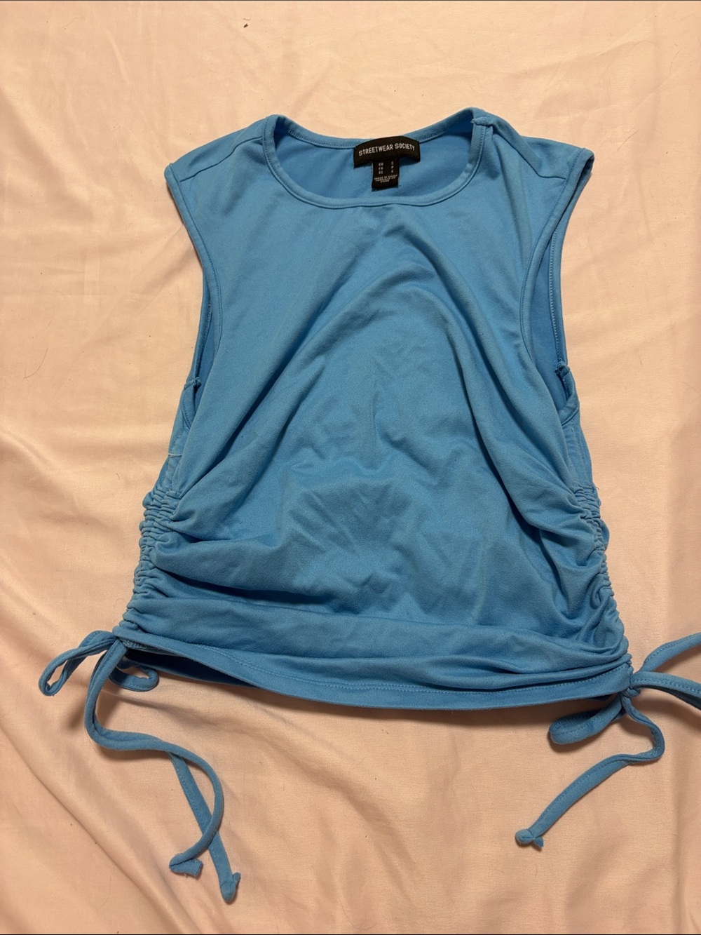 Streetwear Society Women's Light Blue Side-Tie Ruched Tank